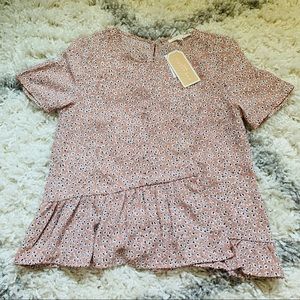 NWT Mauve Pink Printed Flower Chiffon Shirt